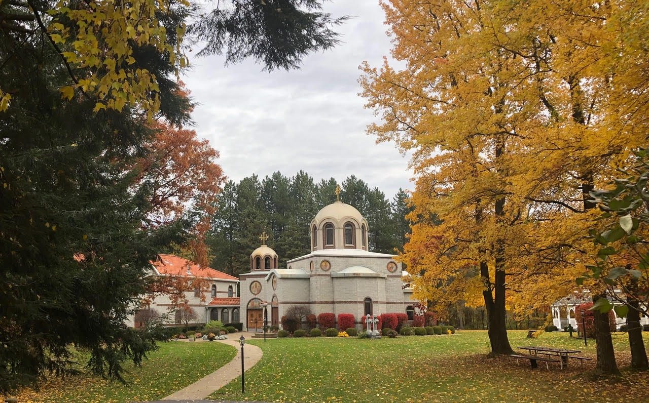 The monastery church in autumn
