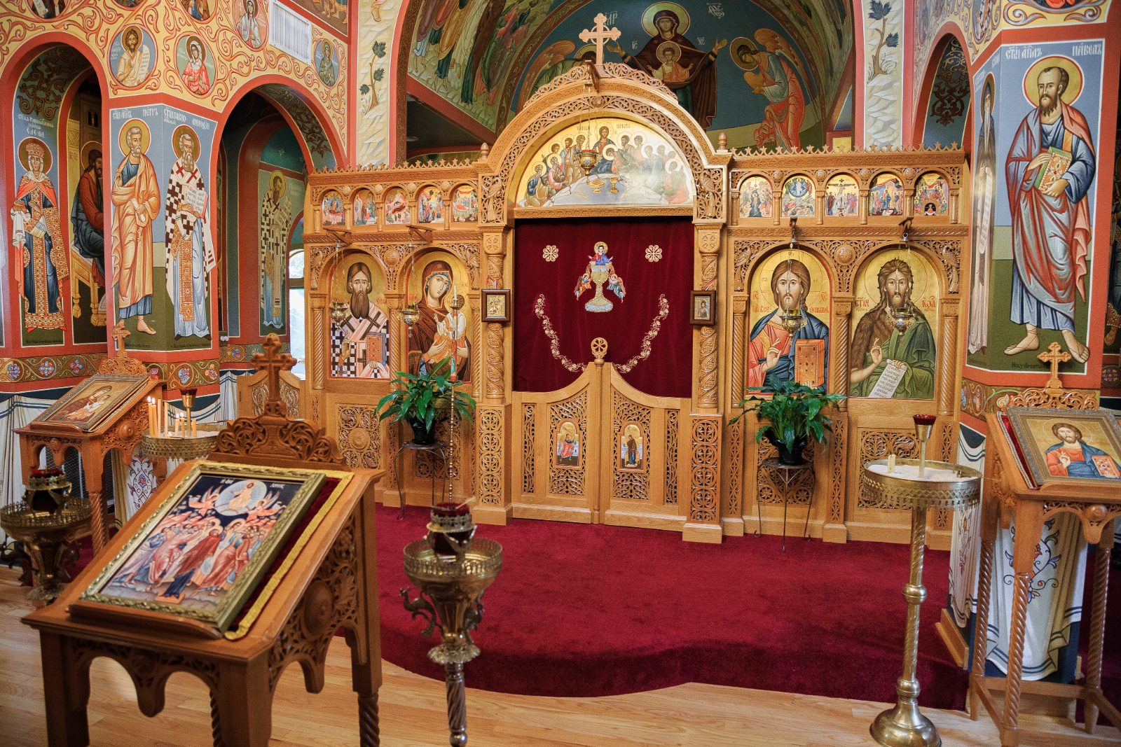 The frescoed interior of the monastery church